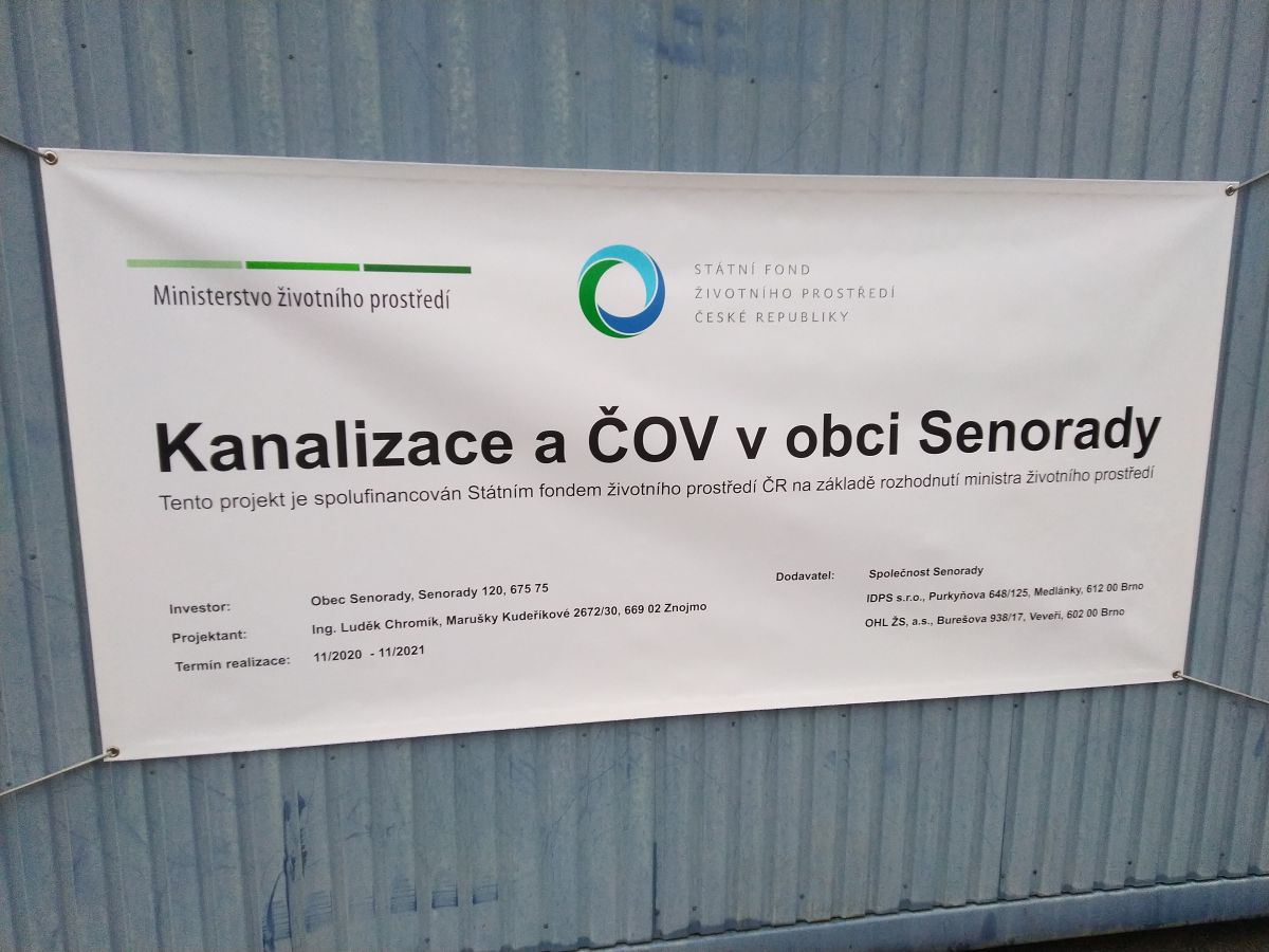 Kanalizace a ČOV v obci Senorady